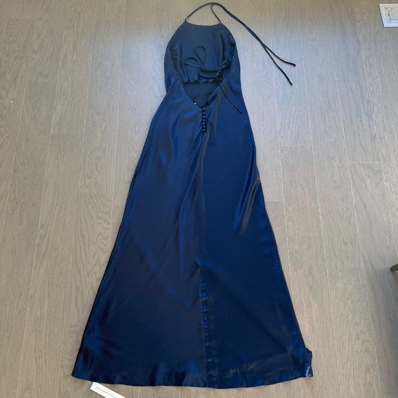 Reformation Jeany silk navy blue maxi halter dress - SMALL PETITE - with tags - Picture 3 of 9